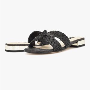 Nine West Irene black woven metallic slide sandals